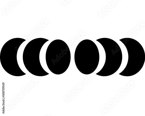Black and White Lunar Phases, Simple Geometric Representation of Moon Cycle
