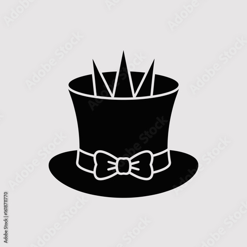 Magician Hat Icon with Grass Blades – Vector Silhouette Illustration


