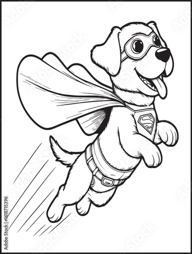 Printable Coloring page: Animal-themed coloring page: Dog coloring page: Superhero dog