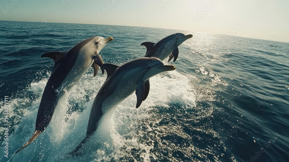 Obraz premium two dolphins jumping