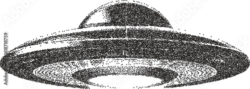 Alien retro y2k stipple design ufo halftone brutalist urban vector png with clear background, extraterrestrial 2000s photocopy grunge tattoo gen z effect