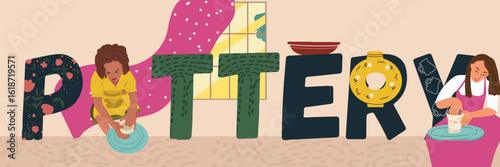 Text Pottery. Hand drawn vector illustration.