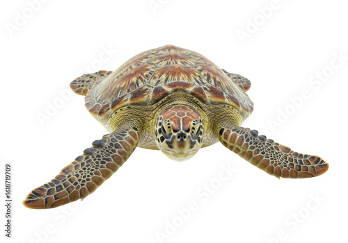 Fototapeta Naklejka Na Ścianę i Meble -  Green sea turtle swimming isolated on transparent background