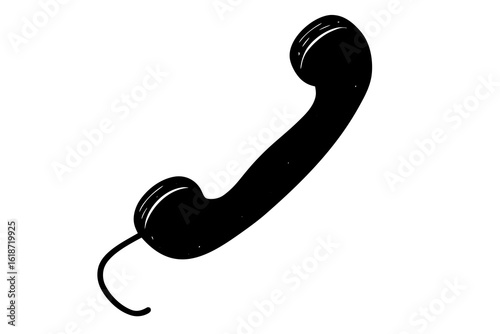 Vintage Telephone Handset with Cord: Retro Phone Receiver Icon