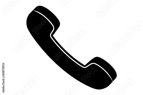 Black Telephone Handset Icon: Classic Phone Receiver Silhouette