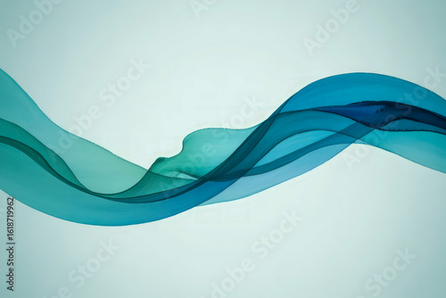 Flowing fabric waves abstract blue