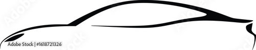 car silhouette vector, sleek sports car outline, modern vehicle graphic, minimal car sketch, abstract auto shape, side view automobile art