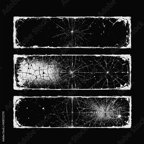 Cracked glass panels. Glass crushing, vector illustration, EPS version.