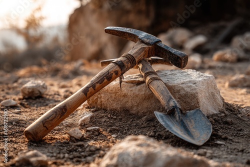 A set of traditional gold mining tools