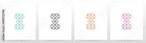Diagonal Square Triangle Lines Letter Initial Logo Design I