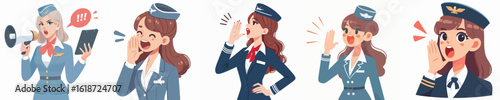 vector character of a flight attendant shouting