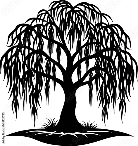 Willow Tree silhouette black icon