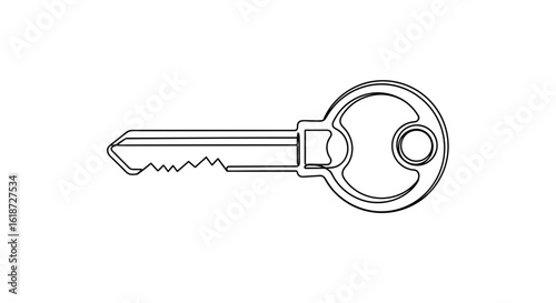 Key icon in minimalist style with simple outline design  