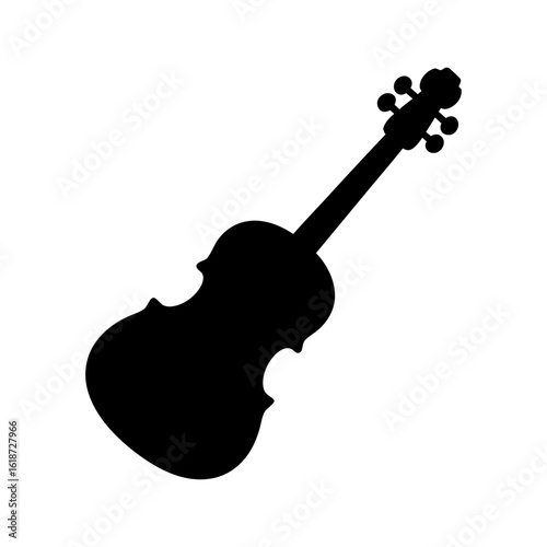 Violin Musical Instrument Silhouette Icon for Music and Arts Concepts