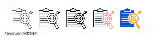 Objective Analysis different style icons set vector illustration. 