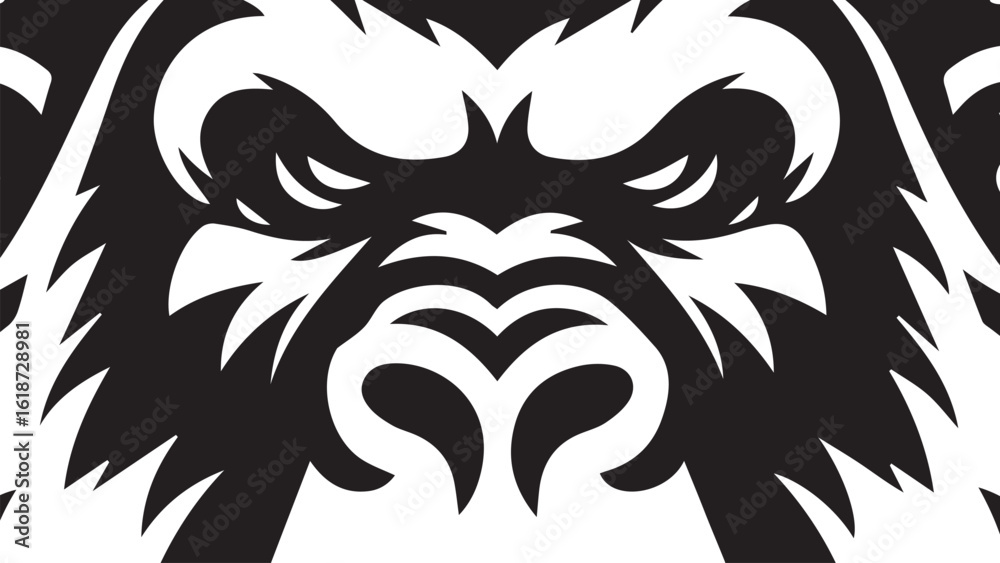 Fototapeta premium black and white gorilla face background