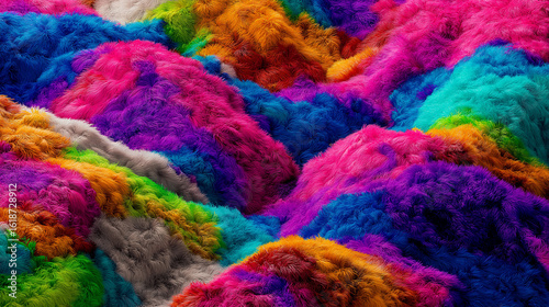Windows 11  digital wallpaper background  featuring multicolored, fluffy textures forming surreal, fur-like hills
