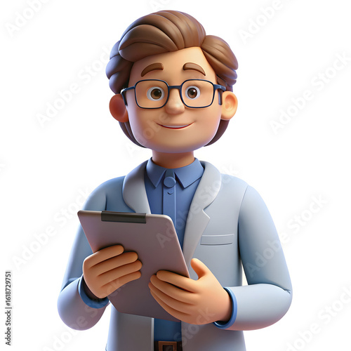 Cartoon doctor with clipboard medical