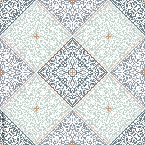 Damask seamless arabesque pattern element. Vector floral damask ornament vintage illustration.