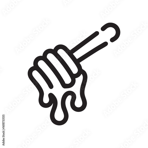 Delightful Honey Dipper Icon Vector Illustration A Sweet Treat Drizzling Honeycomb Nectar A Culinary Delight for Breakfast, Dessert, and Natural Sweeteners