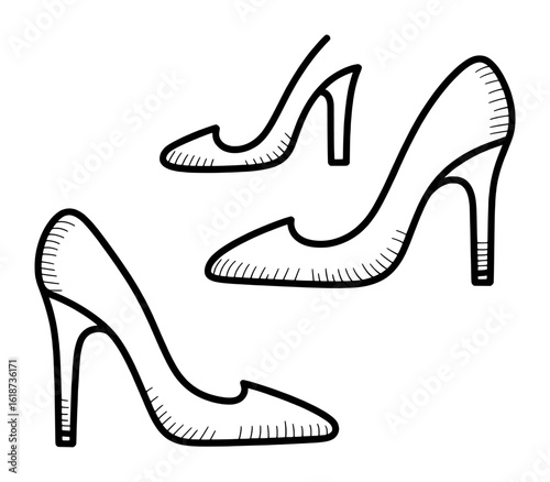 Elegant high heel shoes collection graphic design fashion footwear