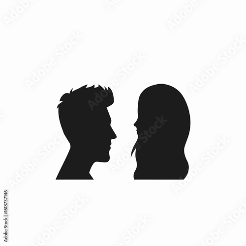 Silhouette of a couple, man and woman in profile, symbolizing love and connection