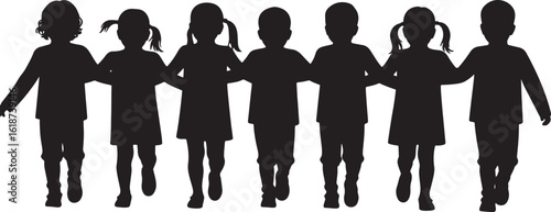 Black vector silhouettes of business people a family and a diverse group of men women and children standing and walking