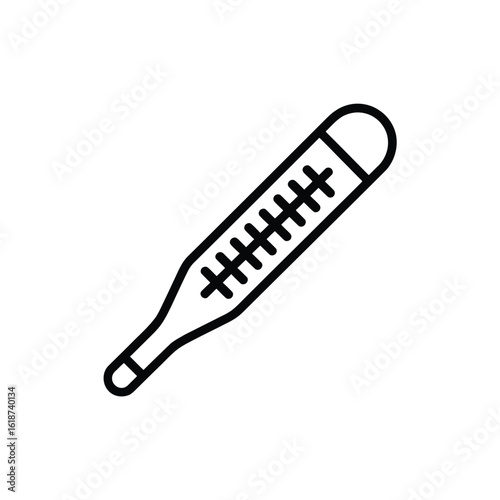 Simple line art icon of a traditional glass thermometer