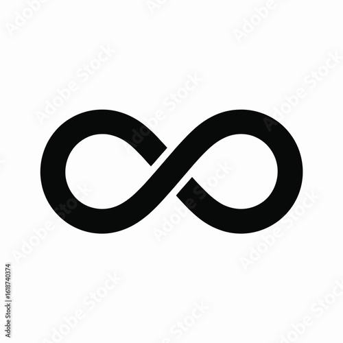Simple black infinity symbol on a white background