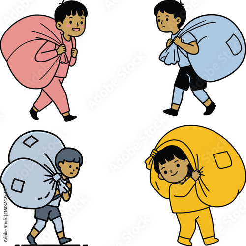 Vector cartoon illustration of a funny boy boxer character