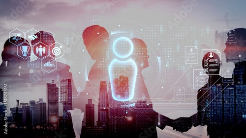 Foto Digital recruitment and online hiring, virtual headhunting, smart recruitment platforms, talent acquisition solutions, and digital HR tools for modern workforce management