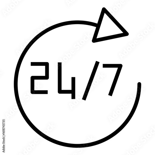 open 24/7 vector icon