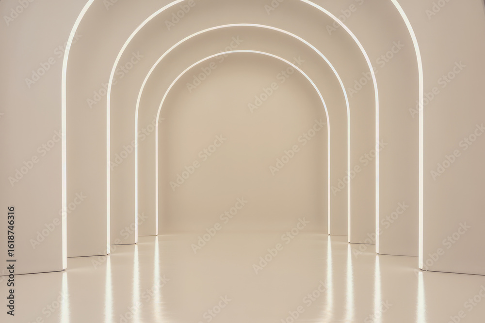 Fototapeta premium Arched Hallway with Integrated Lighting archway interior