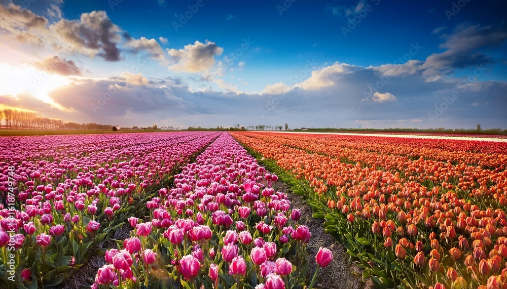 Naklejka premium blooming tulips in the netherlands