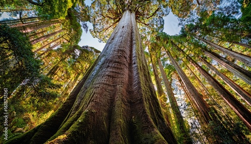 majestic kauri tree in native new zealand forest