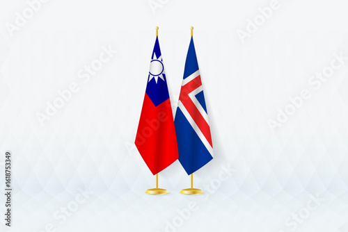 Taiwan and Iceland Flags Side by Side, Symbol of International Partnership.