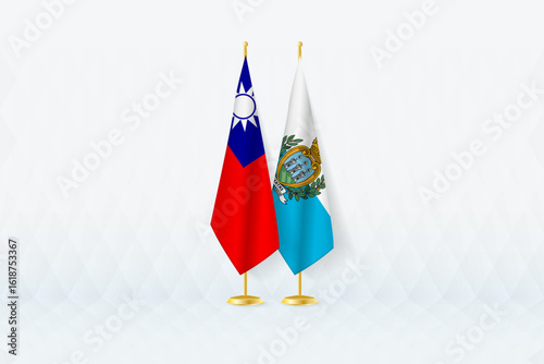 Taiwan and San Marino Flags Side by Side, Symbol of International Partnership.