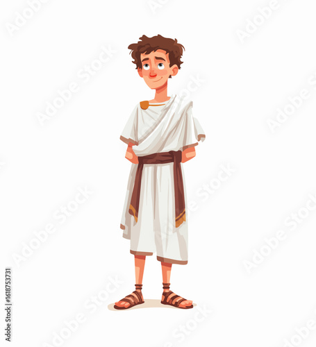 Young boy in white tunic and sandals ancient rome child roman