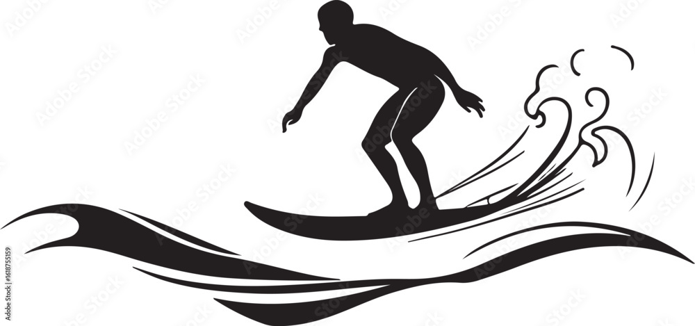 Surfer riding wave silhouette Surfer riding wave silhouette
