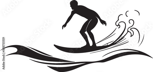 Surfer riding wave silhouette