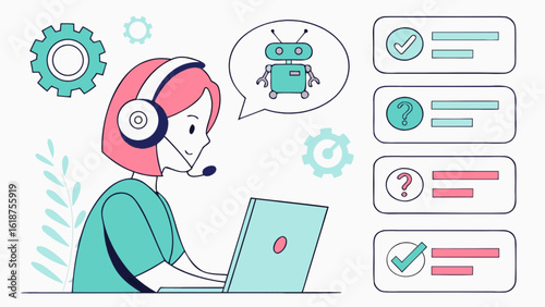 Customer service agent using ai chatbot for support and help desk assistance and automation solutions