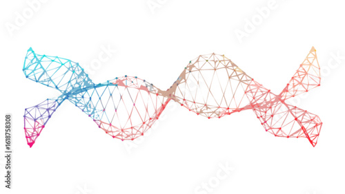 Abstract dna helix molecule structure with colorful wireframe mesh for medical research design