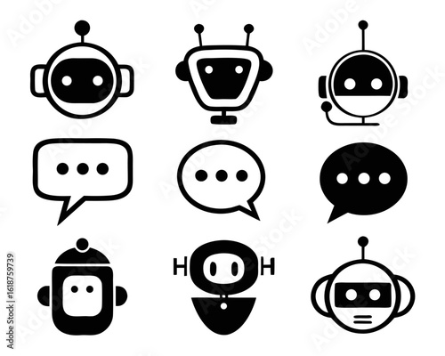 Modern communication robot character with a speech bubble representing artificial intelligence and virtual assistance in digital interactions and technology