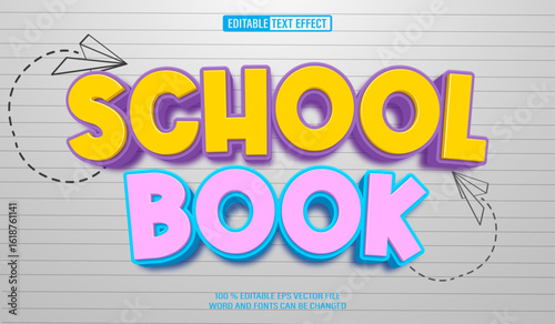 Editable 3d text style effect - School Book text effect Template