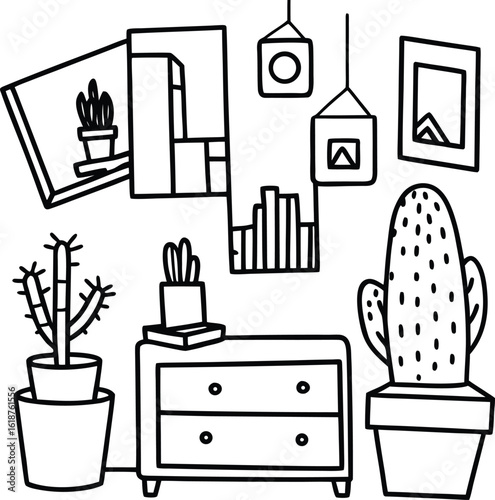 dorm room with cactus plant and photo gallery