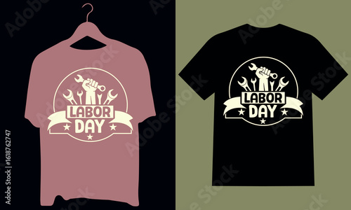 Labor Day T-shirt: A unique T-shirt design celebrates Labor Day, Black casual cotton t-shirt design with custom text print for apparel illustration,