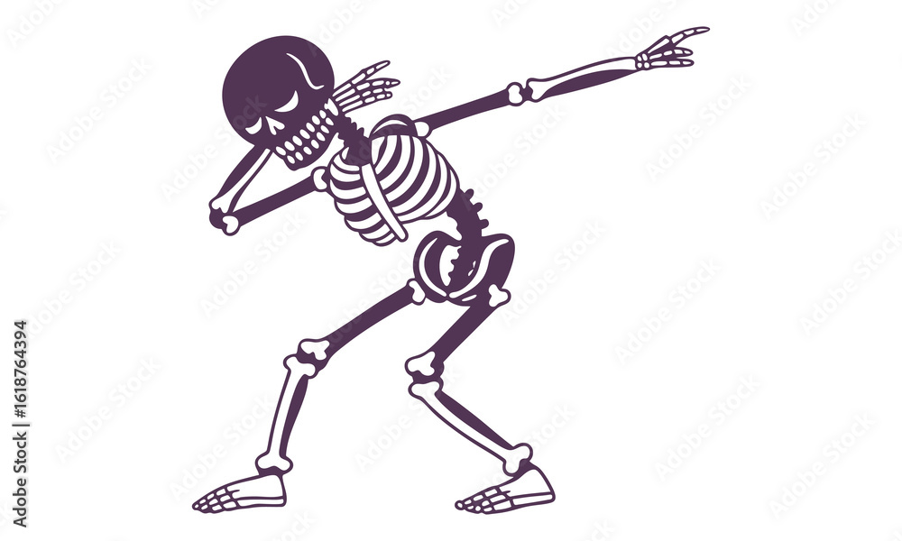 Obraz premium Dabbing Skeleton Funny Halloween Vector