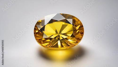 stunning yellow sapphire gemstone showcased on a simple white background in perfect lighting