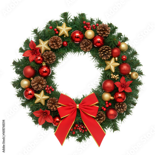 Wallpaper Mural Festive Christmas Wreath with Red, Gold, and Sparkling Accents Torontodigital.ca