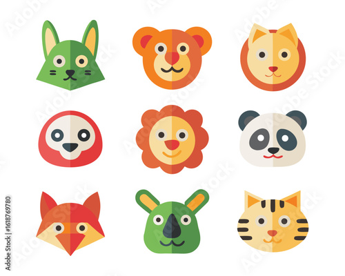 Charming three dimensional animal graphics collection featuring a cat dog lion and rabbit for diverse design applications
